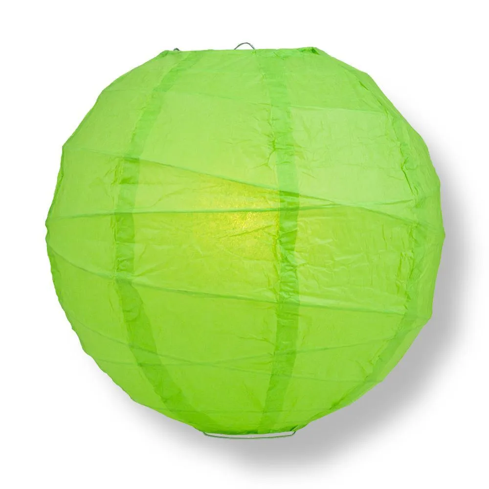 12 PACK | 12"  Grass Green Crisscross Ribbing, Hanging Paper Lantern Combo Set