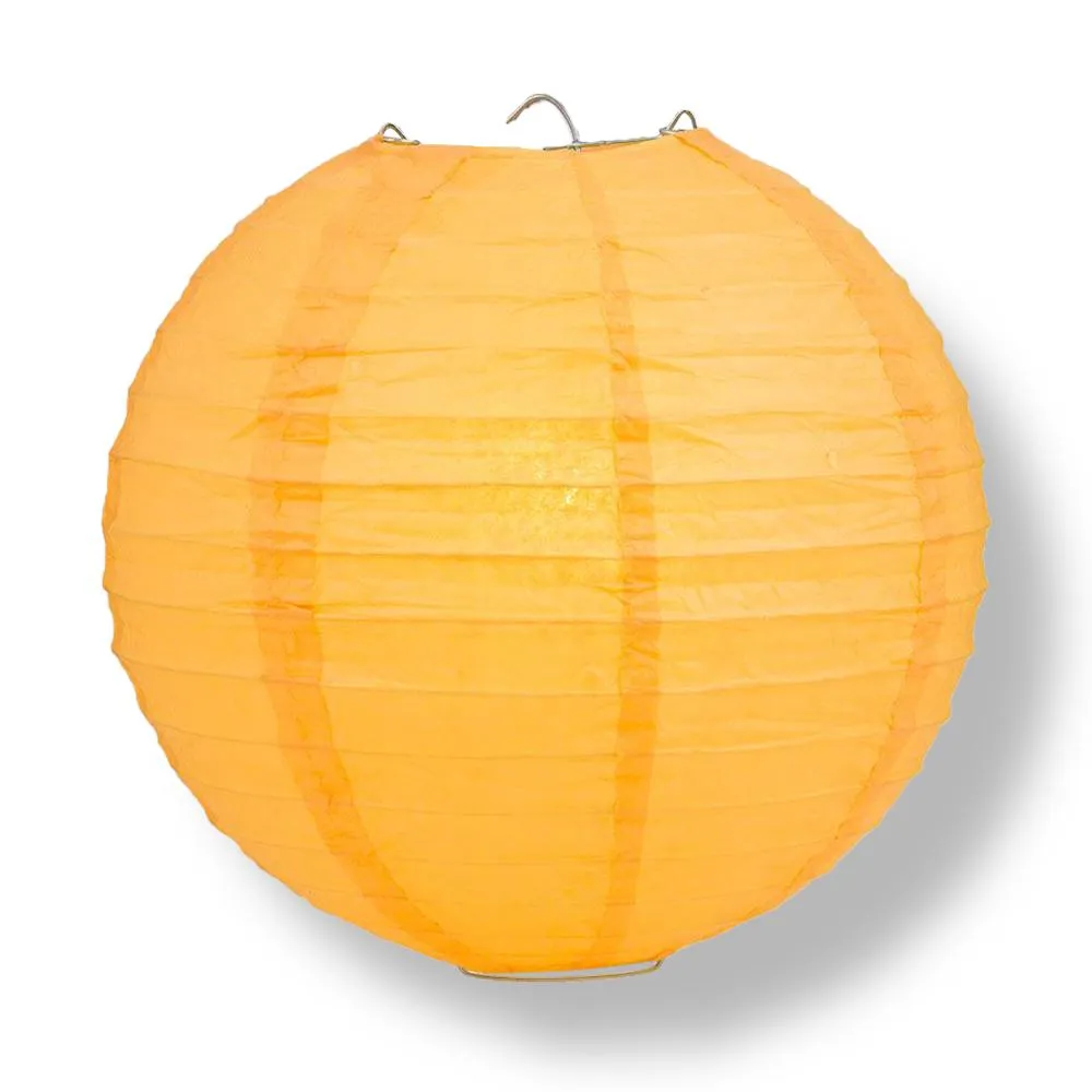 12 PACK | 12" Papaya Even Ribbing Round Paper Lantern, Hanging Combo Set