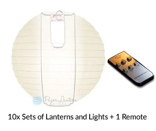 12 PACK | 12" Papaya Even Ribbing Round Paper Lantern, Hanging Combo Set