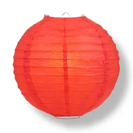 12 PACK | 12" Red Even Ribbing Round Paper Lantern, Hanging Combo Set