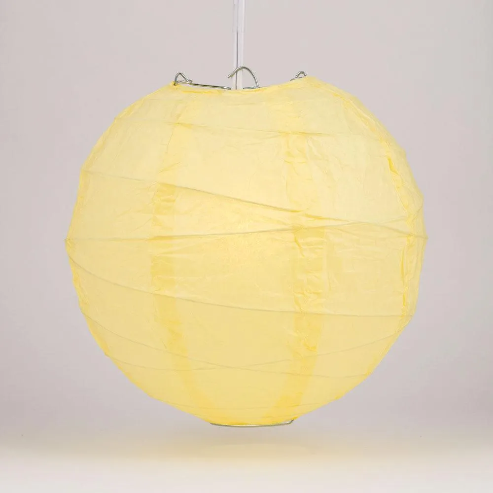 12-Pack 24 Inch Lemon Yellow Chiffon Free-Style Ribbing Round Paper Lantern