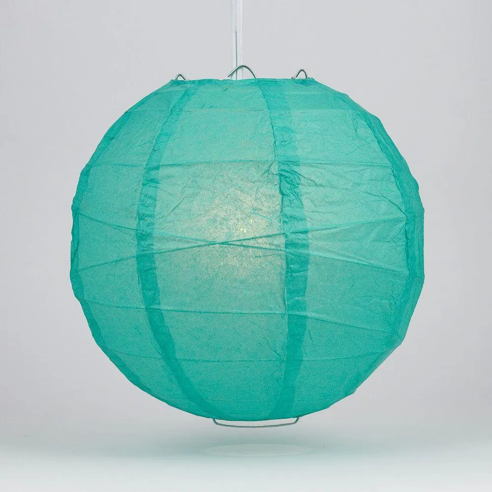 12-Pack 24 Inch Teal Green Free-Style Ribbing Round Paper Lantern