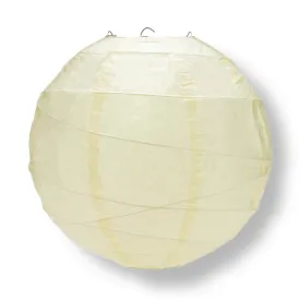 12" Ivory Round Paper Lantern, Free-Style Ribbing, Hanging Decoration