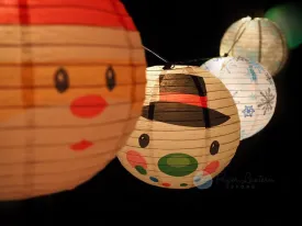 14 Inch Christmas Holiday Mix Paper Lantern String Light COMBO Kit (21 FT, EXPANDABLE, White Cord)