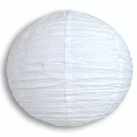 14 Inch White Round Crepe Paper Lantern, Parallel Ribbing, Chinese Hanging Wedding & Party Decoration