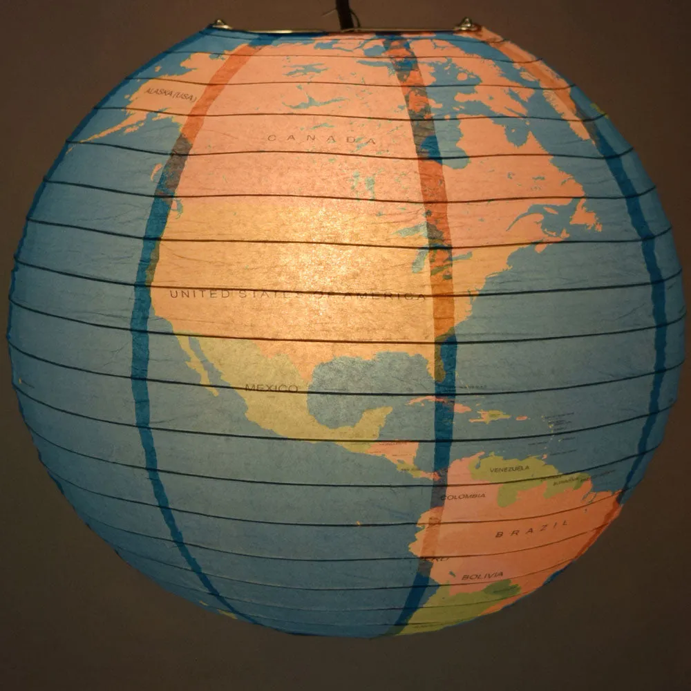 14" Geographical World Map Earth Globe Paper Lantern Hanging Classroom & Party Decoration