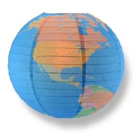 14" Geographical World Map Earth Globe Paper Lantern Hanging Classroom & Party Decoration