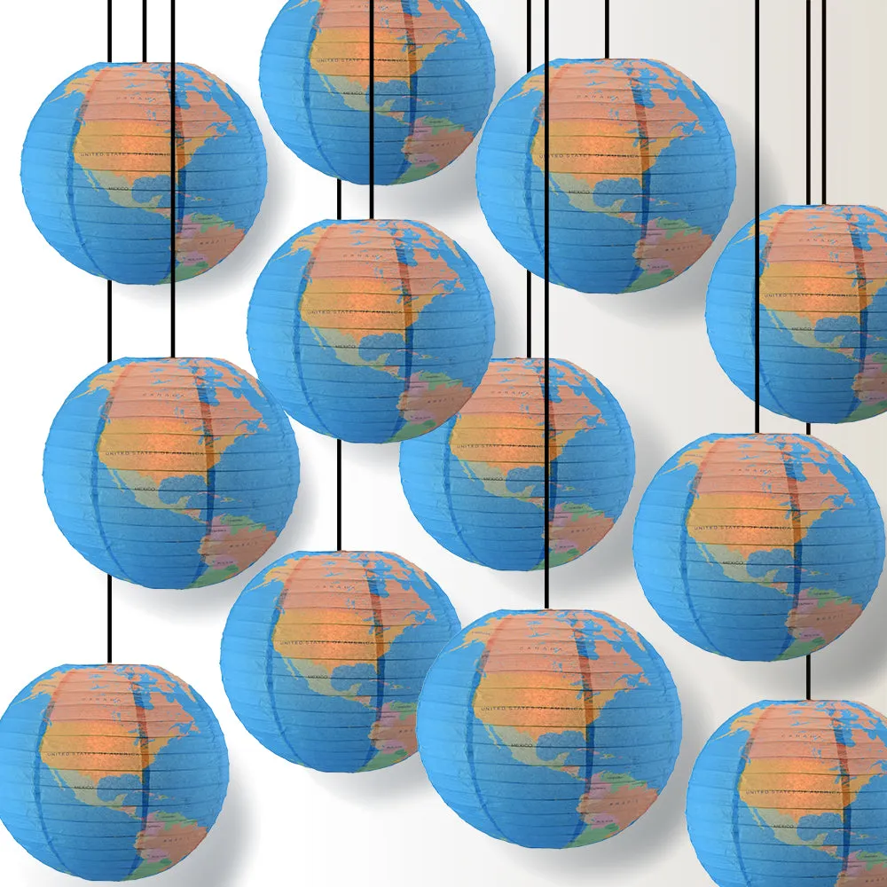 14" Geographical World Map Earth Globe Paper Lantern Hanging Classroom & Party Decoration