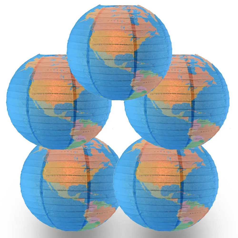 14" Geographical World Map Earth Globe Paper Lantern Hanging Classroom & Party Decoration