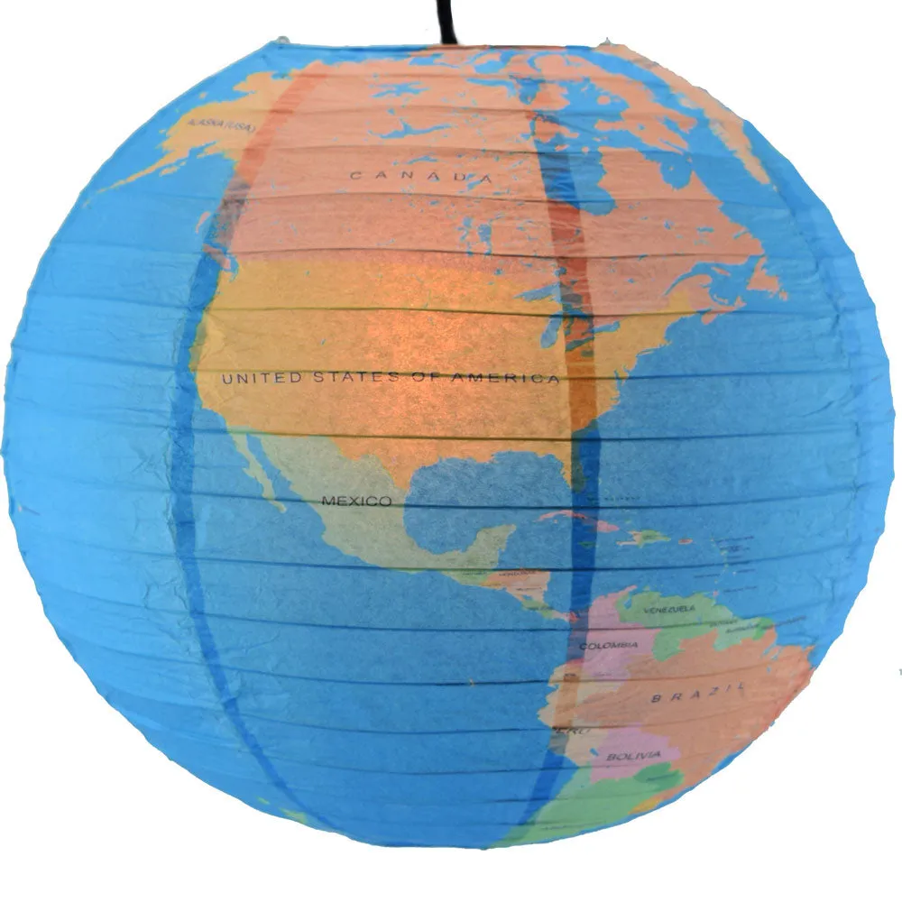 14" Geographical World Map Earth Globe Paper Lantern Hanging Classroom & Party Decoration
