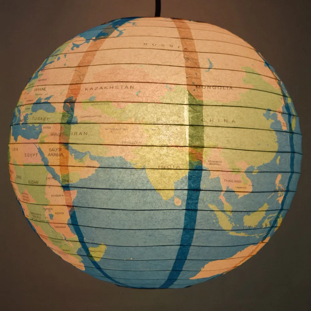 14" Geographical World Map Earth Globe Paper Lantern Hanging Classroom & Party Decoration