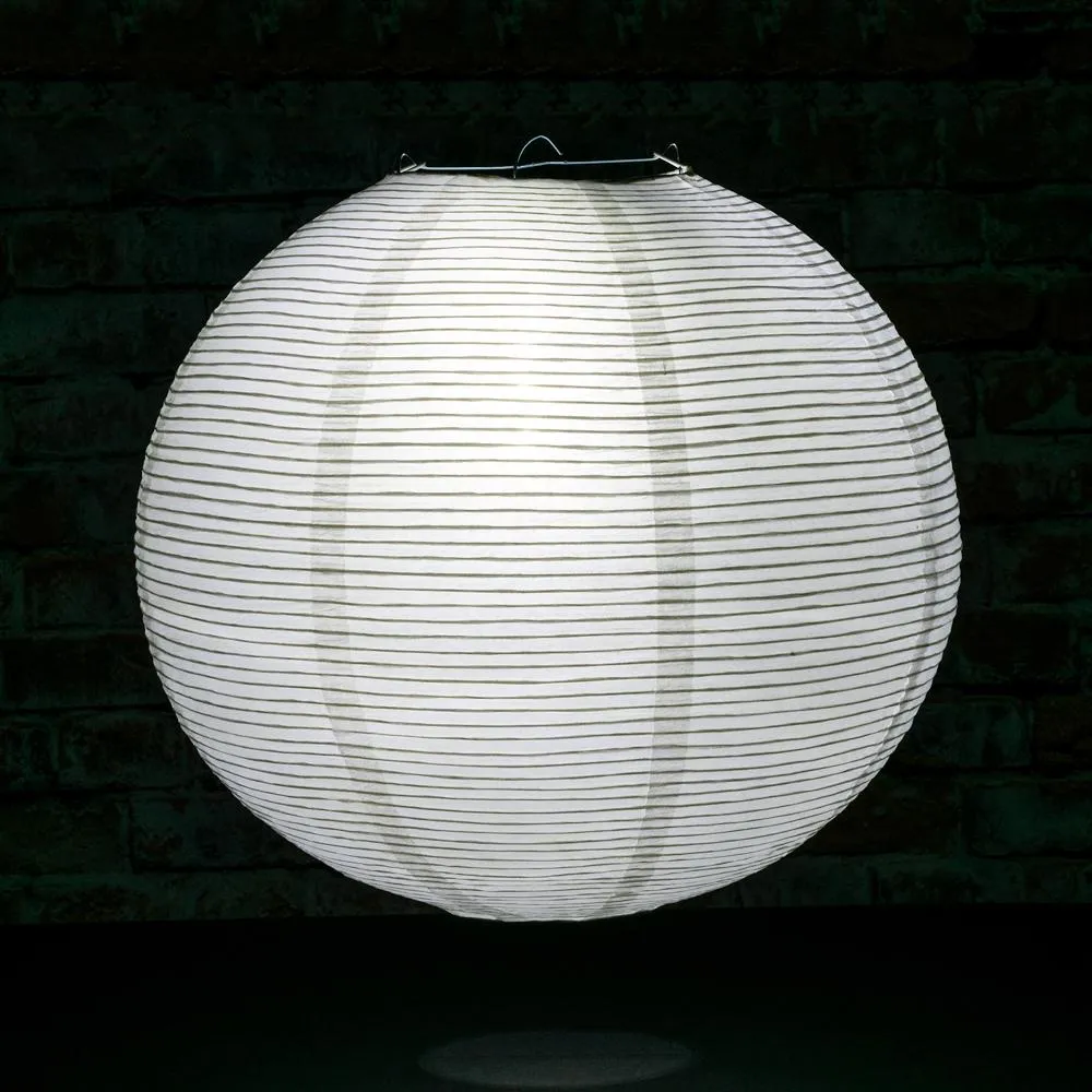 16" White Fine Line Premium Parallel Ribbing Paper Lantern, Extra Sturdy