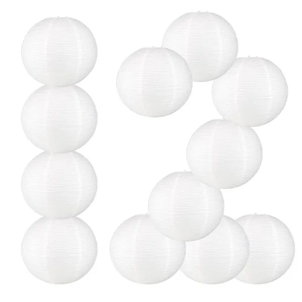 16" White Fine Line Premium Parallel Ribbing Paper Lantern, Extra Sturdy