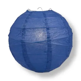 20 Inch Navy Blue Free-Style Ribbing Round Paper Lantern