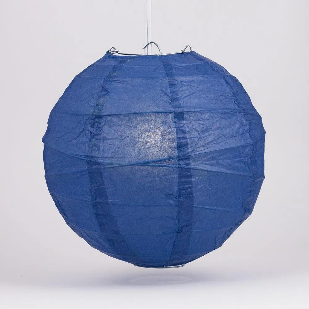 20 Inch Navy Blue Free-Style Ribbing Round Paper Lantern