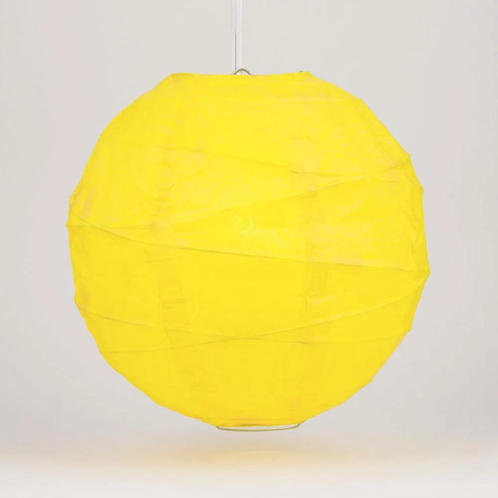 20" Yellow Round Paper Lantern, Crisscross Ribbing, Chinese Hanging Wedding & Party Decoration