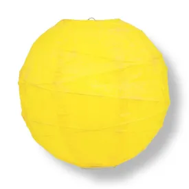 20" Yellow Round Paper Lantern, Crisscross Ribbing, Chinese Hanging Wedding & Party Decoration