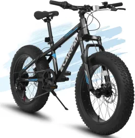 20x4 inch Fat Tires Kids Mountain Bike for Boys Girls 8-15 Years Old, 7-Speed Mountain Bicycles with Front Suspension, Boys Girls Commuter Bikes to School, Multi Colors, Birthday Gift Choice