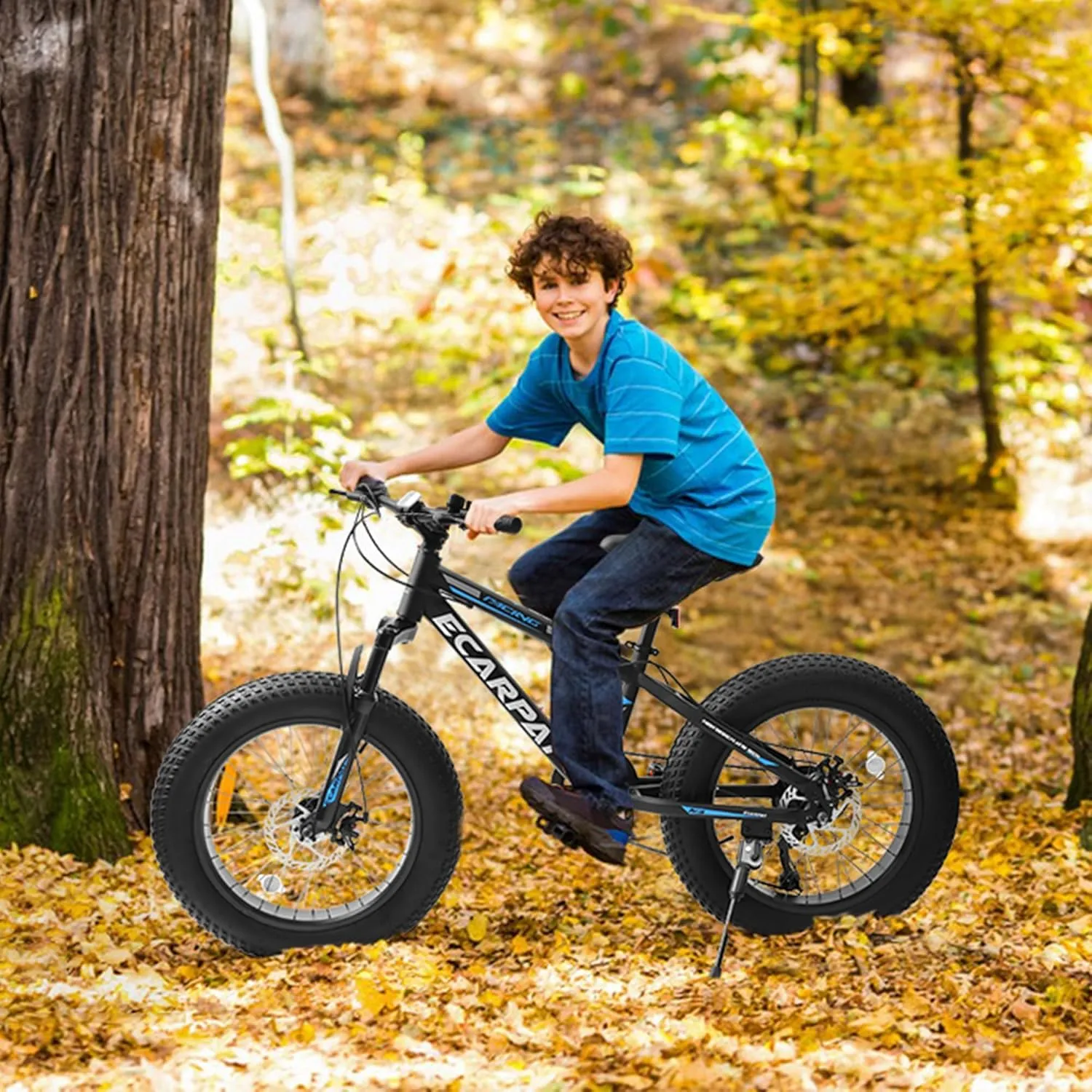 20x4 inch Fat Tires Kids Mountain Bike for Boys Girls 8-15 Years Old, 7-Speed Mountain Bicycles with Front Suspension, Boys Girls Commuter Bikes to School, Multi Colors, Birthday Gift Choice