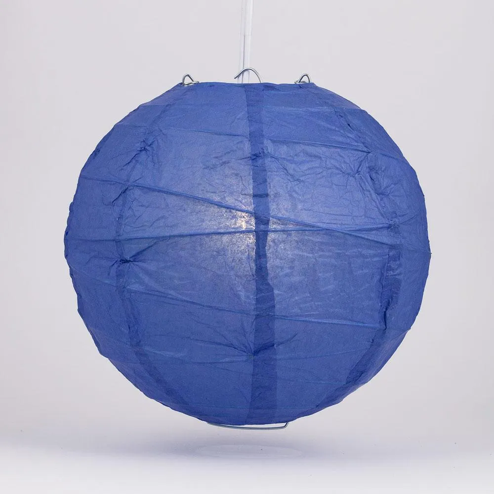 24 Inch Dark Blue Free-Style Ribbing Round Paper Lantern