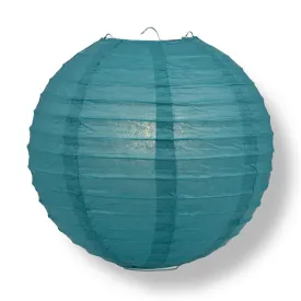 24" Tahiti Teal Round Paper Lantern, Even Ribbing, Chinese Hanging Wedding & Party Decoration