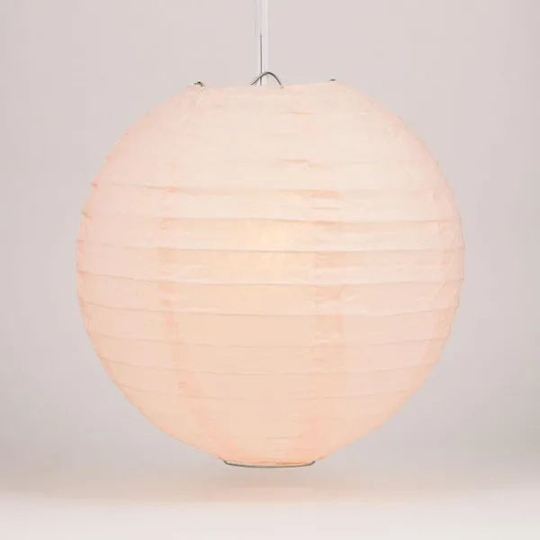 36" Rose Quartz Pink Jumbo Round Paper Lantern, Even Ribbing, Chinese Hanging Wedding & Party Decoration