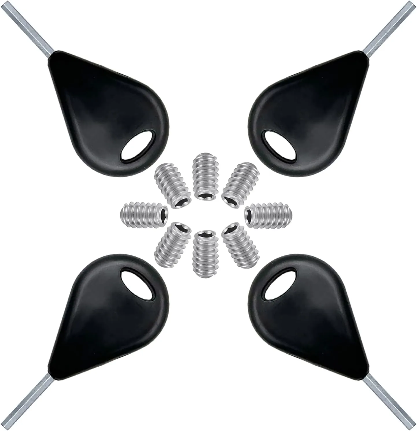 4pcs Surf Fin Key & Screws for Surfboard Sup Kayak Longboard Surfing Paddleboard Surf Paddle Board, Fins Replacement Install Remove Tool Accessories Black