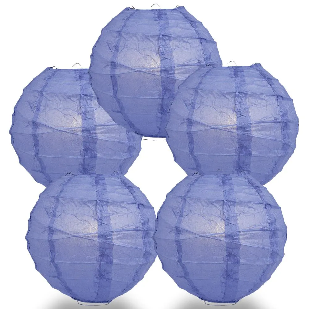 5-Pack 12 Inch Astra Blue / Very Periwinkle Free-Style Ribbing, Hanging Paper Lanterns