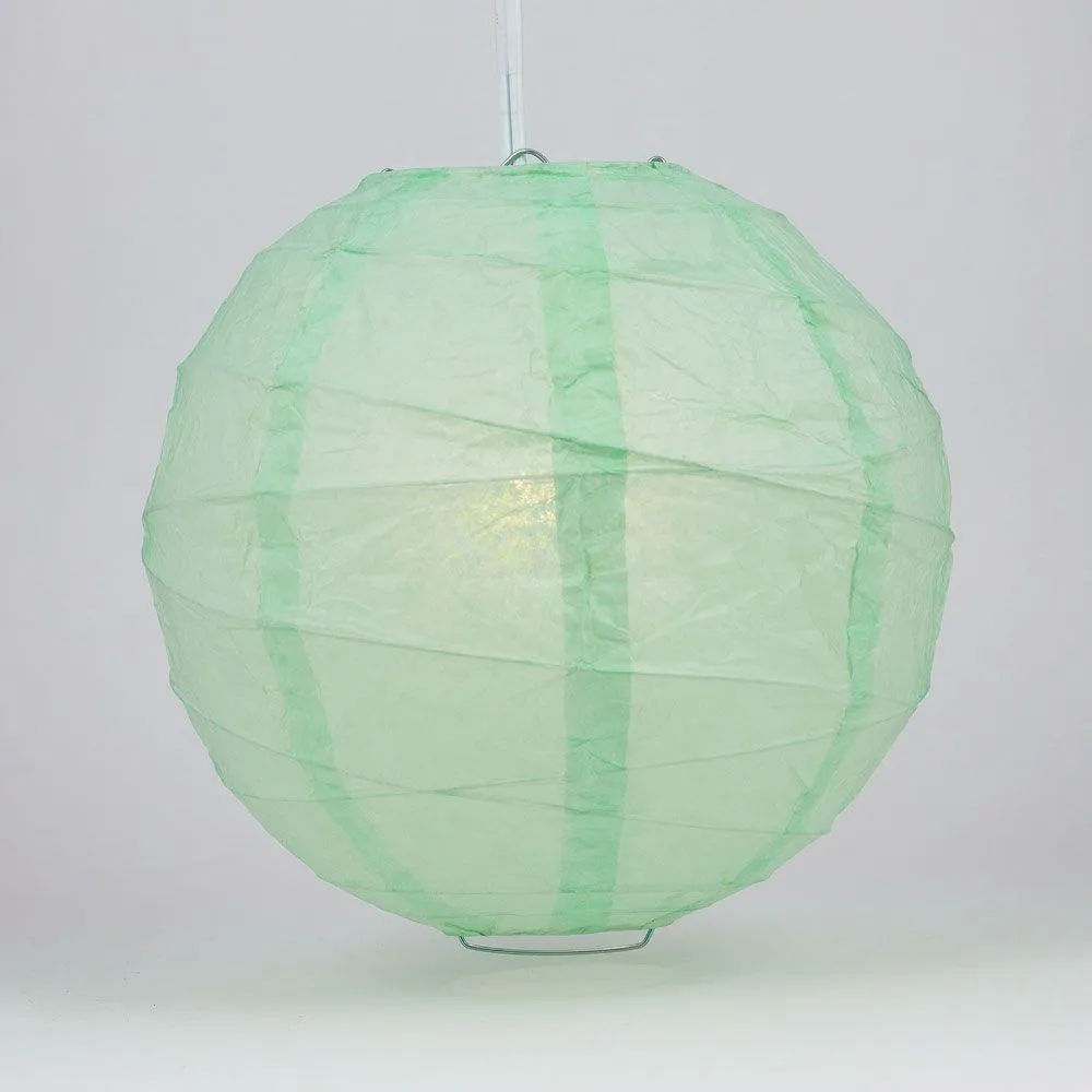 5-Pack 12 Inch Cool Mint Green Free-Style Ribbing, Hanging Paper Lanterns