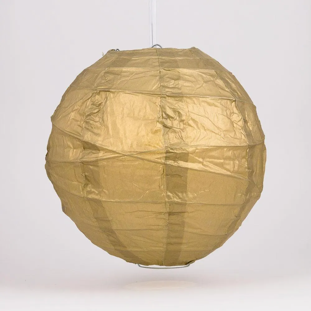 5-Pack 12 Inch Gold Free-Style Ribbing, Hanging Paper Lanterns