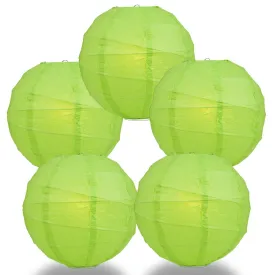 5-Pack 12 Inch Grass Green Free-Style Ribbing, Hanging Paper Lanterns
