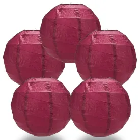 5-Pack 12 Inch Velvet Red Free-Style Ribbing, Hanging Paper Lanterns