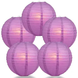 5-Pack 14 Inch Violet / Orchid Parallel Ribbing Round Paper Lantern