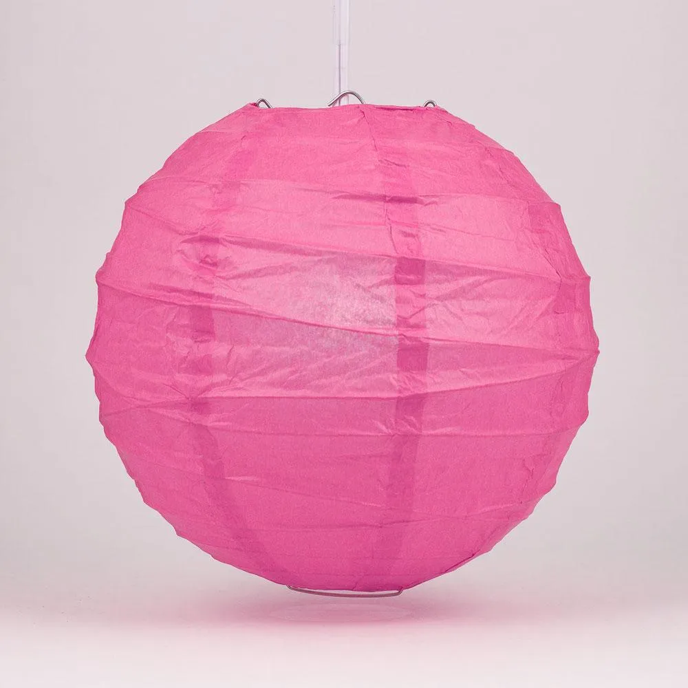 5-Pack 20 Inch Fuchsia / Hot Pink Free-Style Ribbing Round Paper Lantern