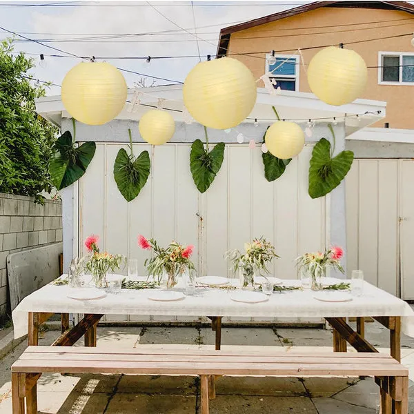 5-Pack 20 Inch Lemon Yellow Chiffon Parallel Ribbing Round Paper Lantern