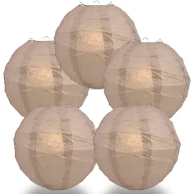 5-Pack 24 Inch Dusty Sand Rose Free-Style Ribbing Round Paper Lantern