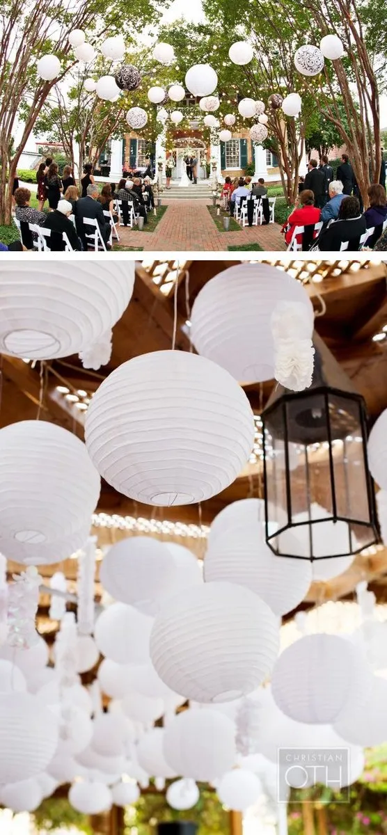 50-Pack 12 Inch White Free-Style Ribbing Round Paper Lantern