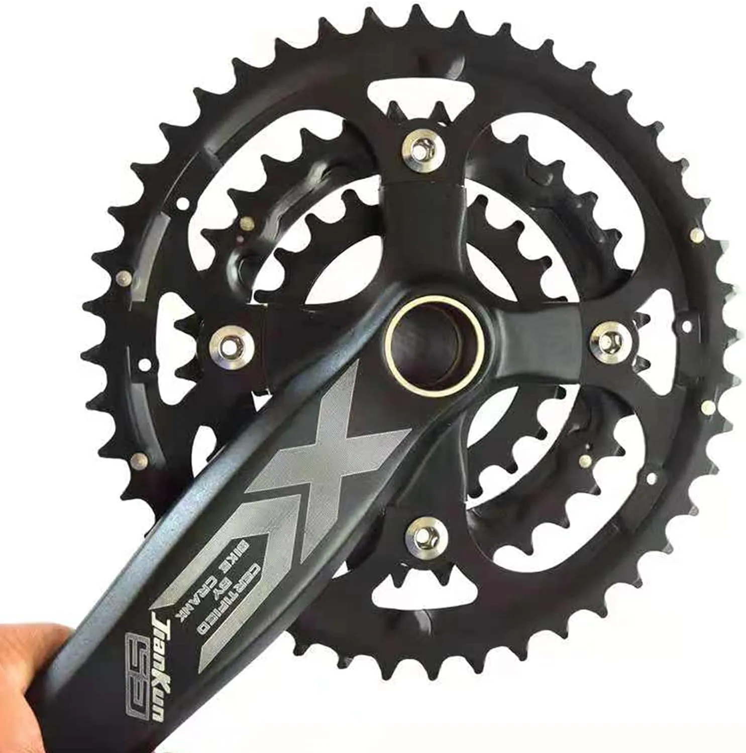 Andeshunk 27-Speed Mountain Bike Crankset Hollow Integrated Chainring Bicycle Chainring Sprocket red