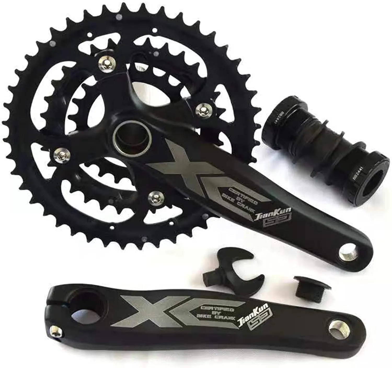 Andeshunk 27-Speed Mountain Bike Crankset Hollow Integrated Chainring Bicycle Chainring Sprocket red