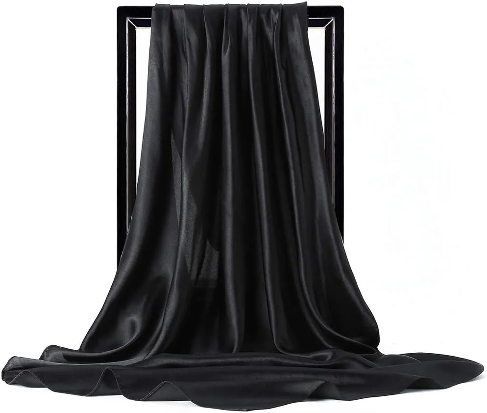 ASUITOFK 35" Womens Large Satin Square Scarf Silk Feeling Hair Wrapping Gift Headscarf Scarves