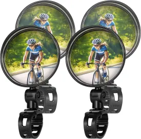 Bike Mirror, Bicycle Cycling Rear View Safe Mirrors, Adjustable Rotatable Handlebars Mounted Plastic Convex Mirror for Mountain Road Bikes