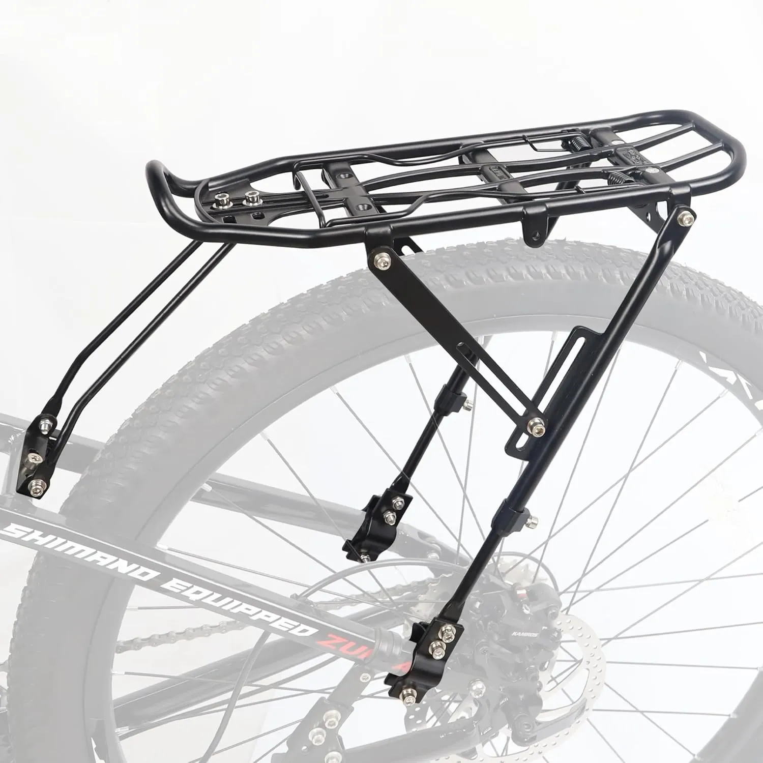 Bike Rear Rack Bicycle Cargo Rack Aluminium Alloy Adjustable Bicycle Carrier Luggage Rack for 24-29 Inch Bicycles, Mountain Bikes, MTB, Black