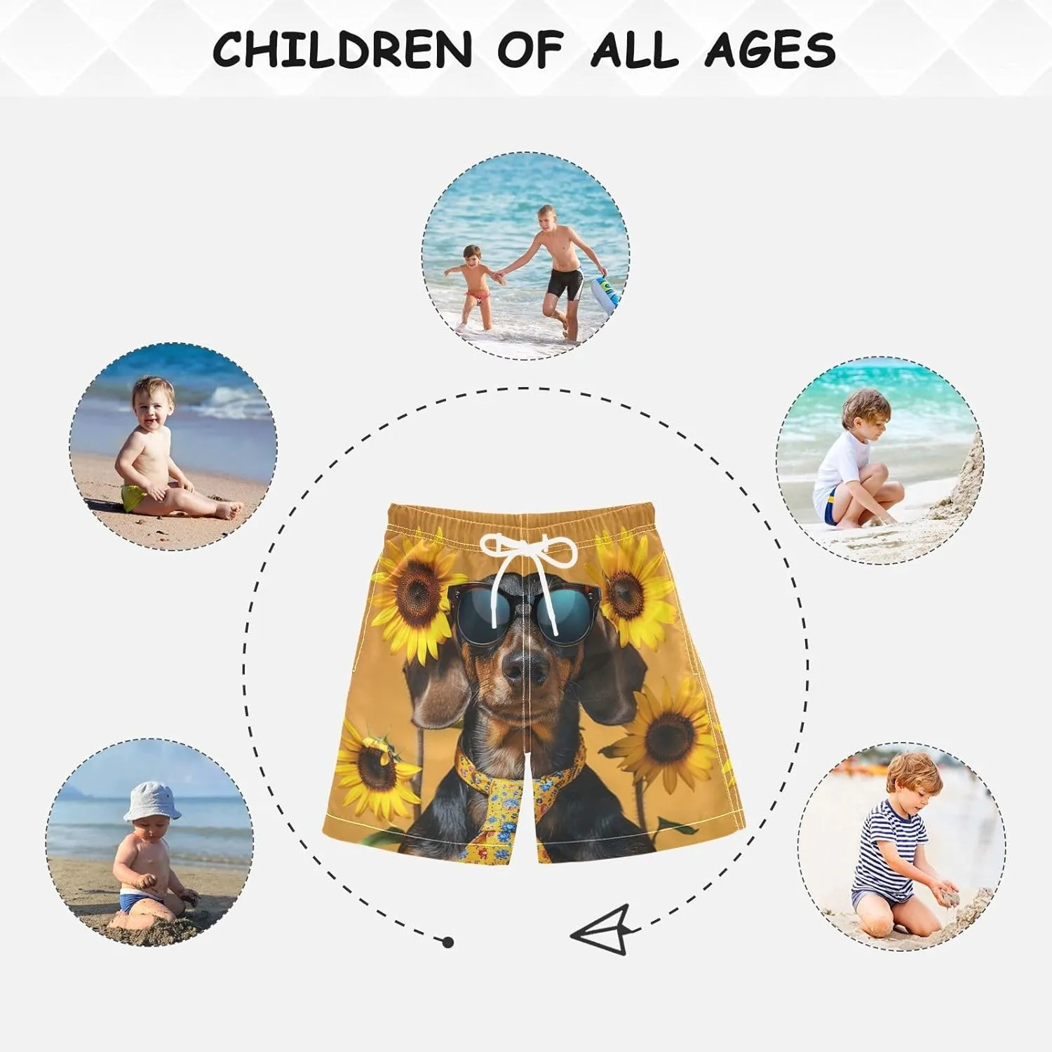 Black and White Cow Print Boys Beach Shorts Swim Trunks Toddler Bathing Suit Swimsuit Kids Swimwear