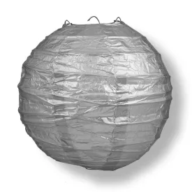 BLOWOUT 12" Silver Round Paper Lantern, Crisscross Ribbing, Chinese Hanging Wedding & Party Decoration
