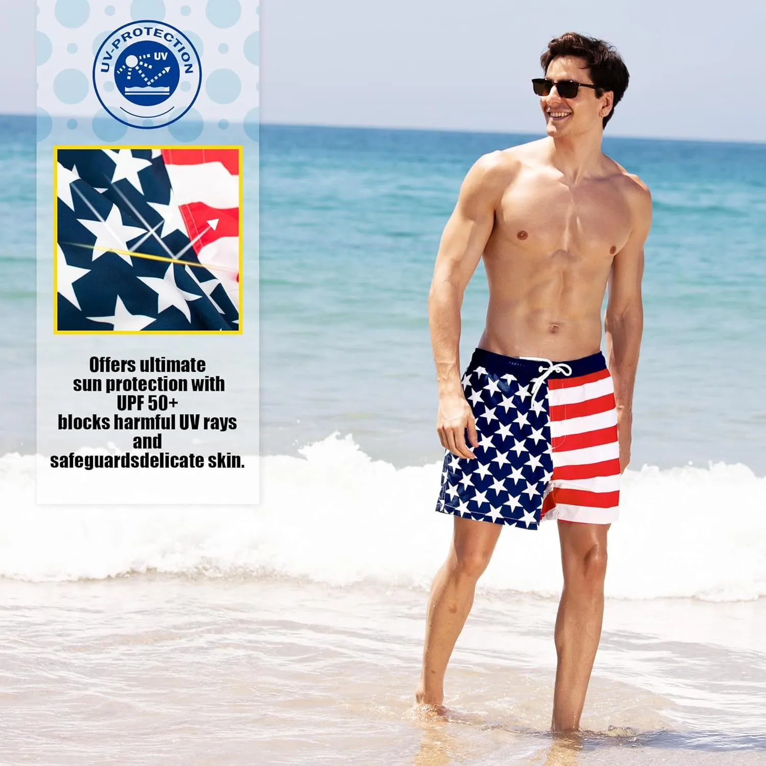 BRISIRA Mens Swim Trunks 5 Inch Compression Liner Beach Swim Shorts Bathing Suit Quick Dry Stretch Drawsting Waist Pockets