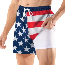 BRISIRA Mens Swim Trunks 5 Inch Compression Liner Beach Swim Shorts Bathing Suit Quick Dry Stretch Drawsting Waist Pockets
