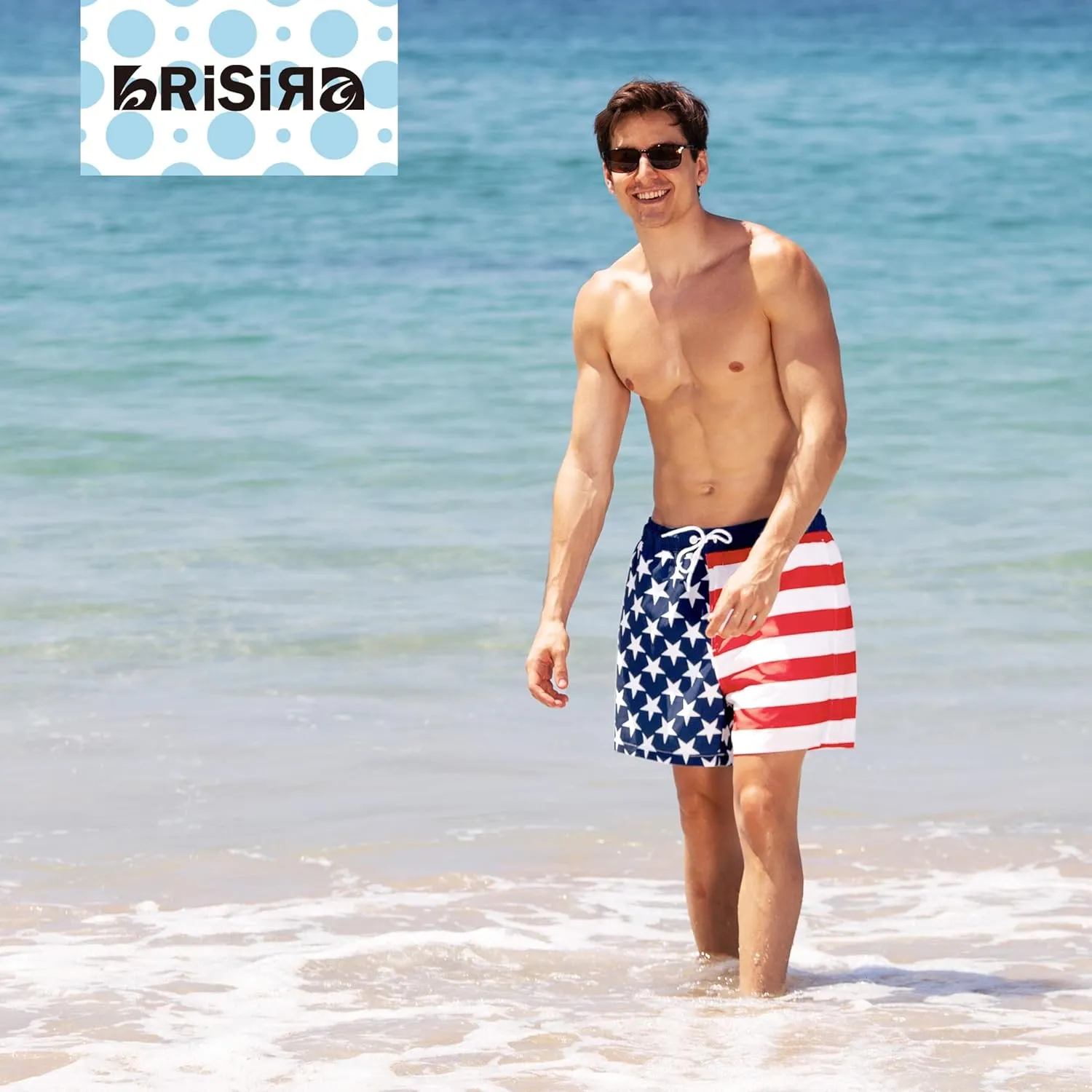 BRISIRA Mens Swim Trunks 5 Inch Compression Liner Beach Swim Shorts Bathing Suit Quick Dry Stretch Drawsting Waist Pockets