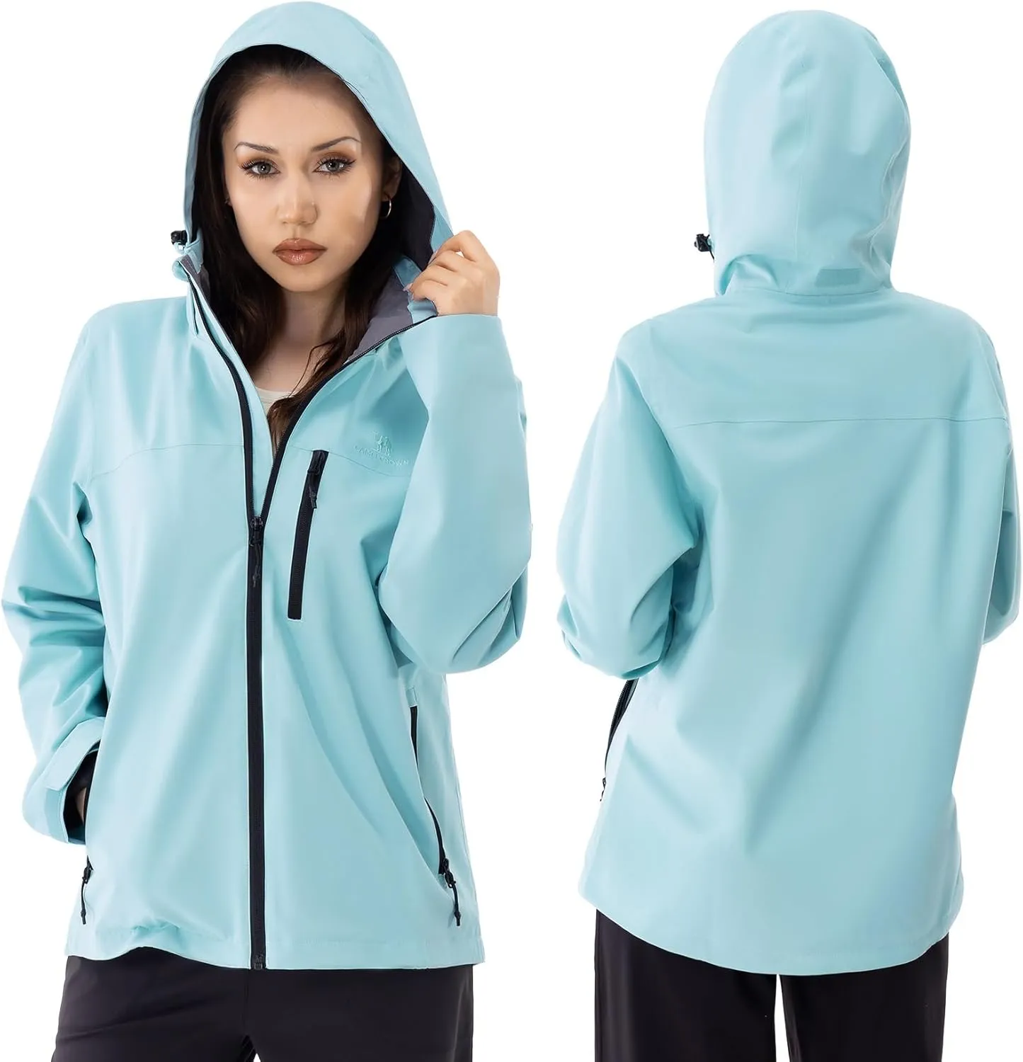 CAMEL CROWN Women's Waterproof Shell Jacket Windbreaker Hooded Rain Coat for Outdoor Hiking Climbing Traveling