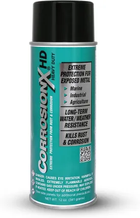 CorrosionX Heavy Duty Anti Rust Spray, 12oz Aerosol, Dripless Self-Healing Corrosion Inhibitor with Waterproof Barrier for Marine, Agricultural & Industrial Equipment in Harsh, Saltwater Environments