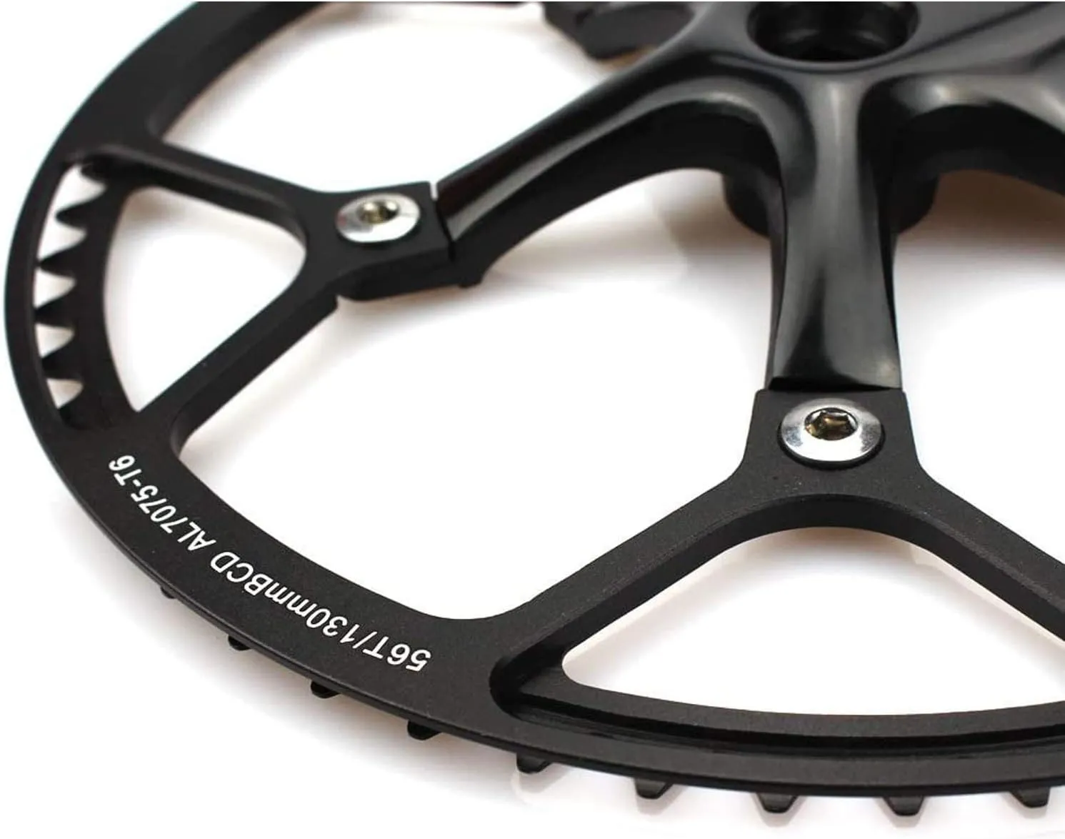 CYSKY Single Speed Crankset MTB Crankset 53T/56T/58T 170mm Crank Arm 130 BCD Mountain Bike Crankset IXF Crankset for Single Speed Bike, Road Bicycle, Fixed Gear, Fixie, Dahon (Square Taper, Black)